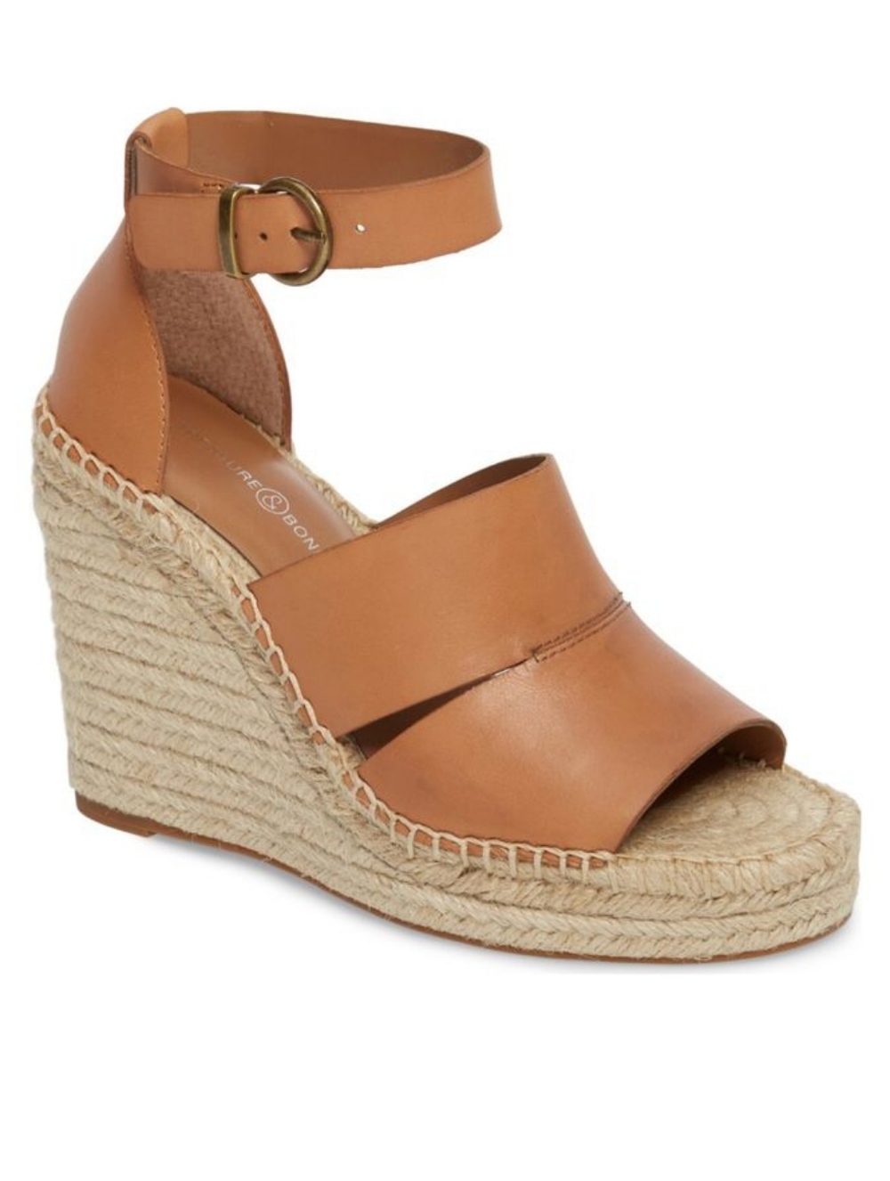 Treasure & Bond Tan Leather Espadrille Wedge Sandals with Ankle Strap Boho Sz 9M